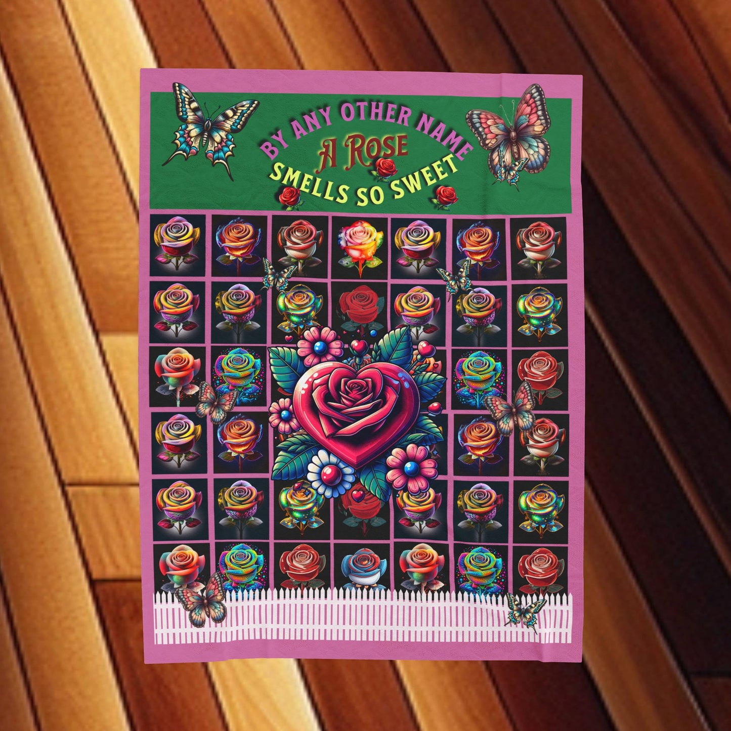Pink By Amy Other Name Colorful Floral Velveteen Plush Blanket 60" X 80", 50" x 60", 30" X 40"