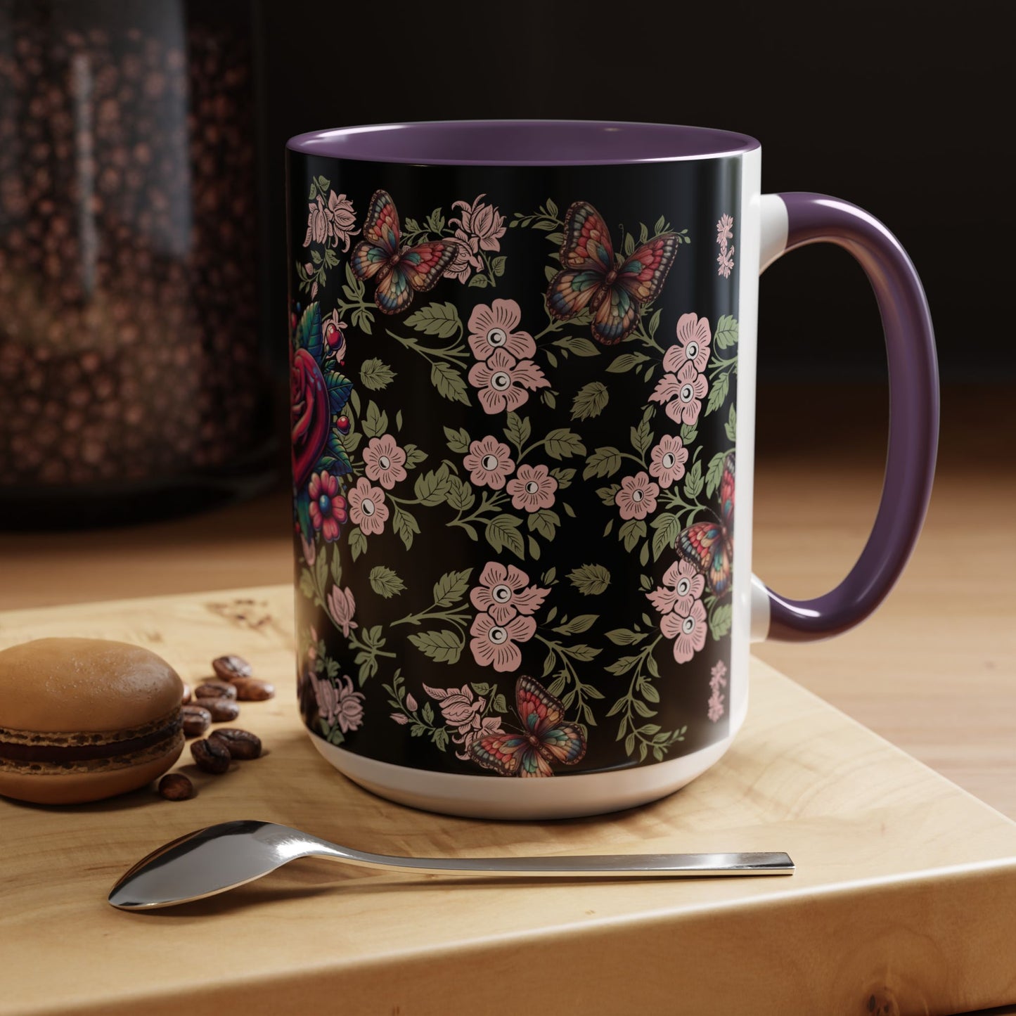Floral Coffee Mug Black