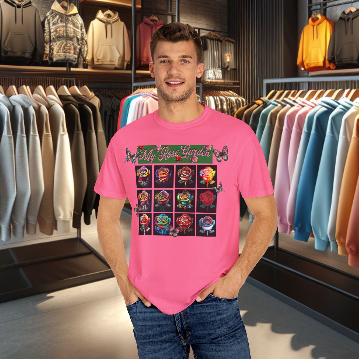 Floral T-Shirt for Flower Lovers - My Rose Garden a Colorful Floral Design