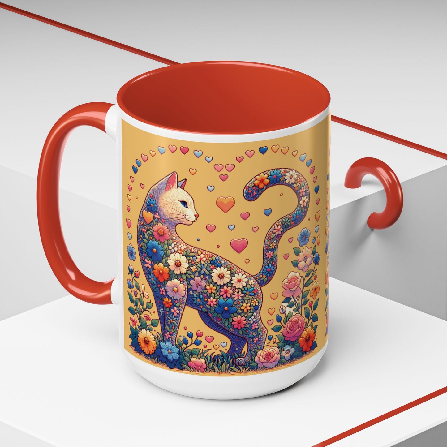 Mug- Loving Cat - Accent Coffee Mug (11oz, 15oz) (AOP)