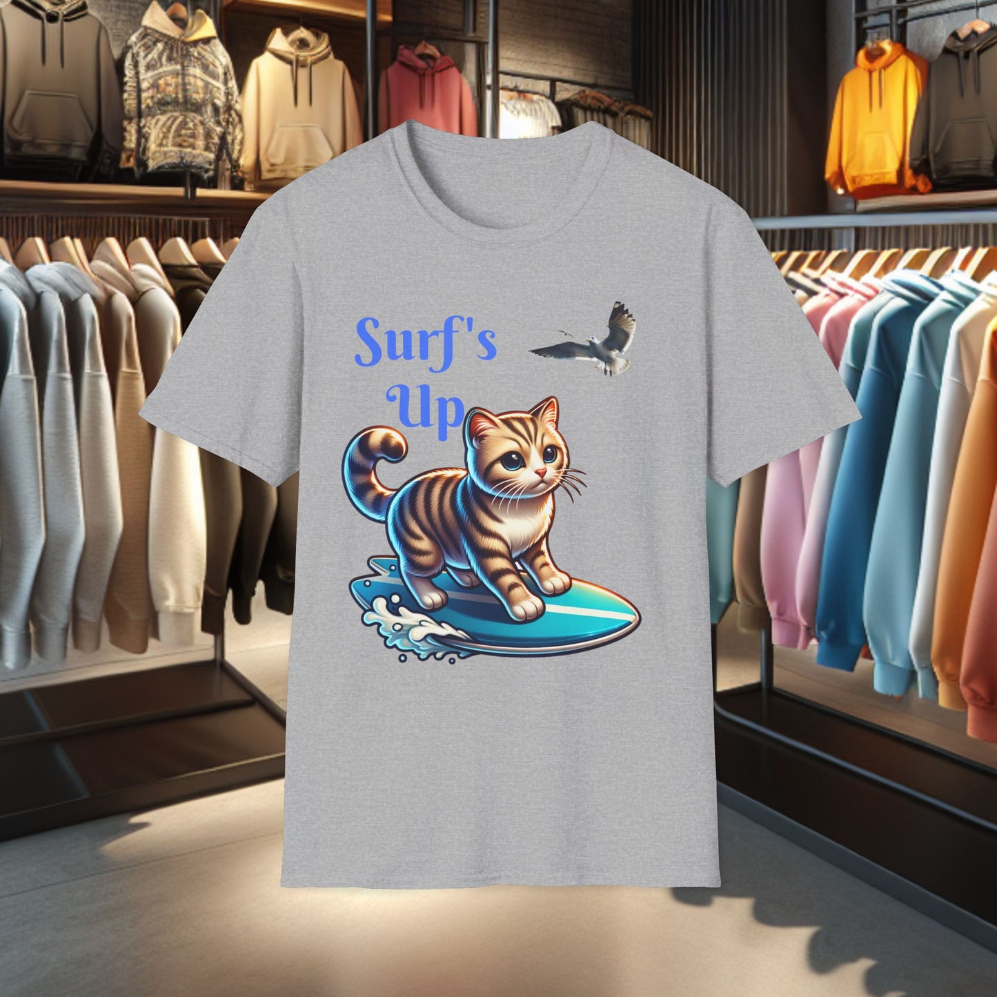 Kitty Surfing Unisex T-Shirt - Surf's Up