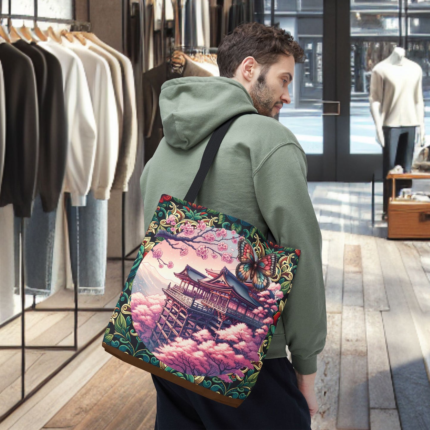 Sakura Butterfly Tote Bag