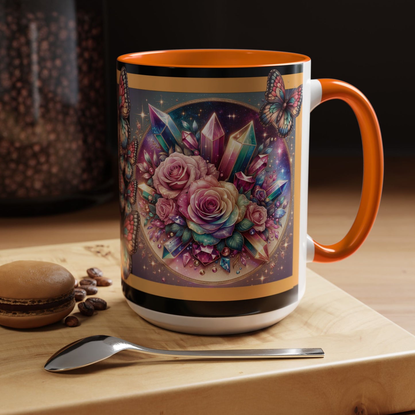 Coffee Mug Butterflys and Flowers