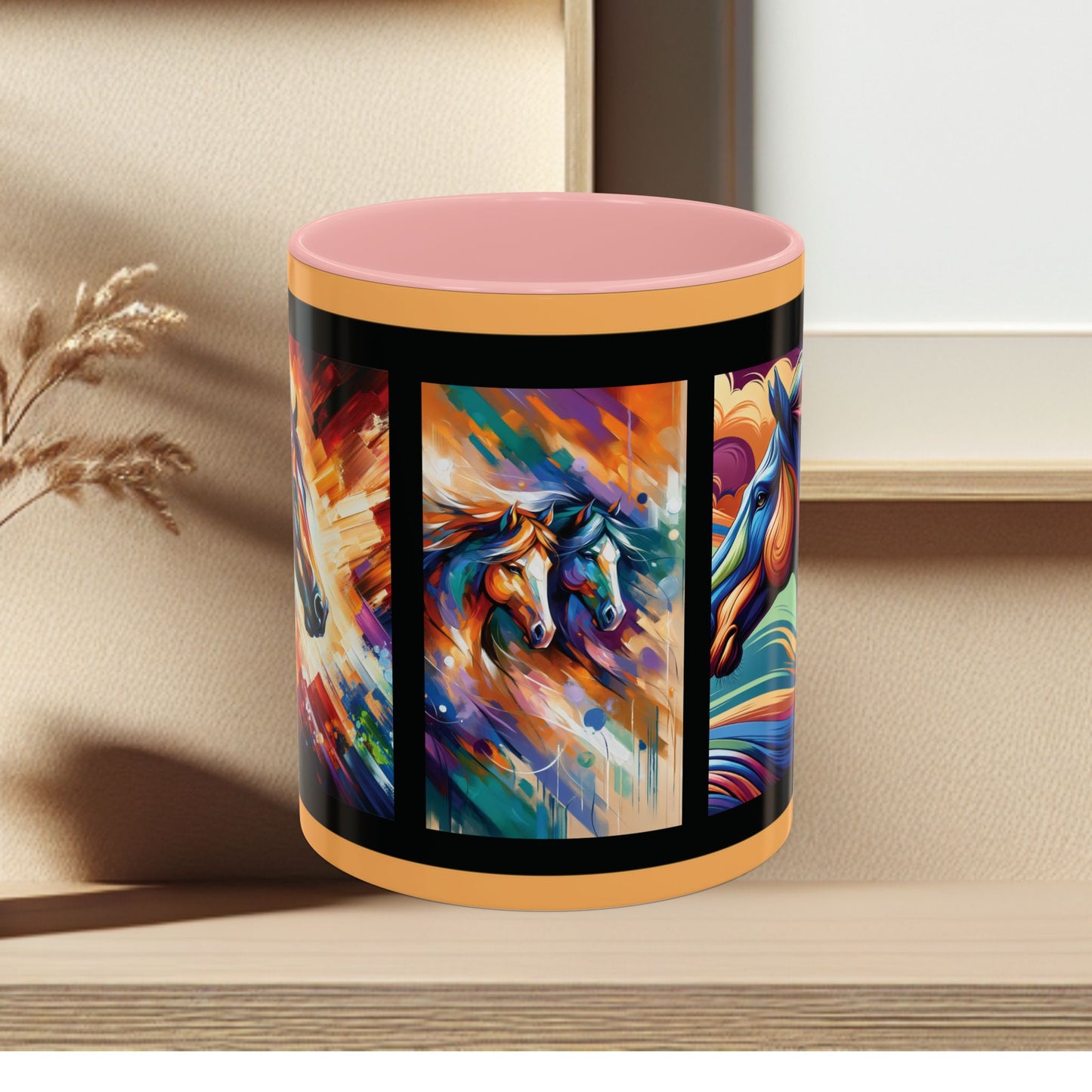 Mug Coffee Multi Color Horses 11oz 15oz