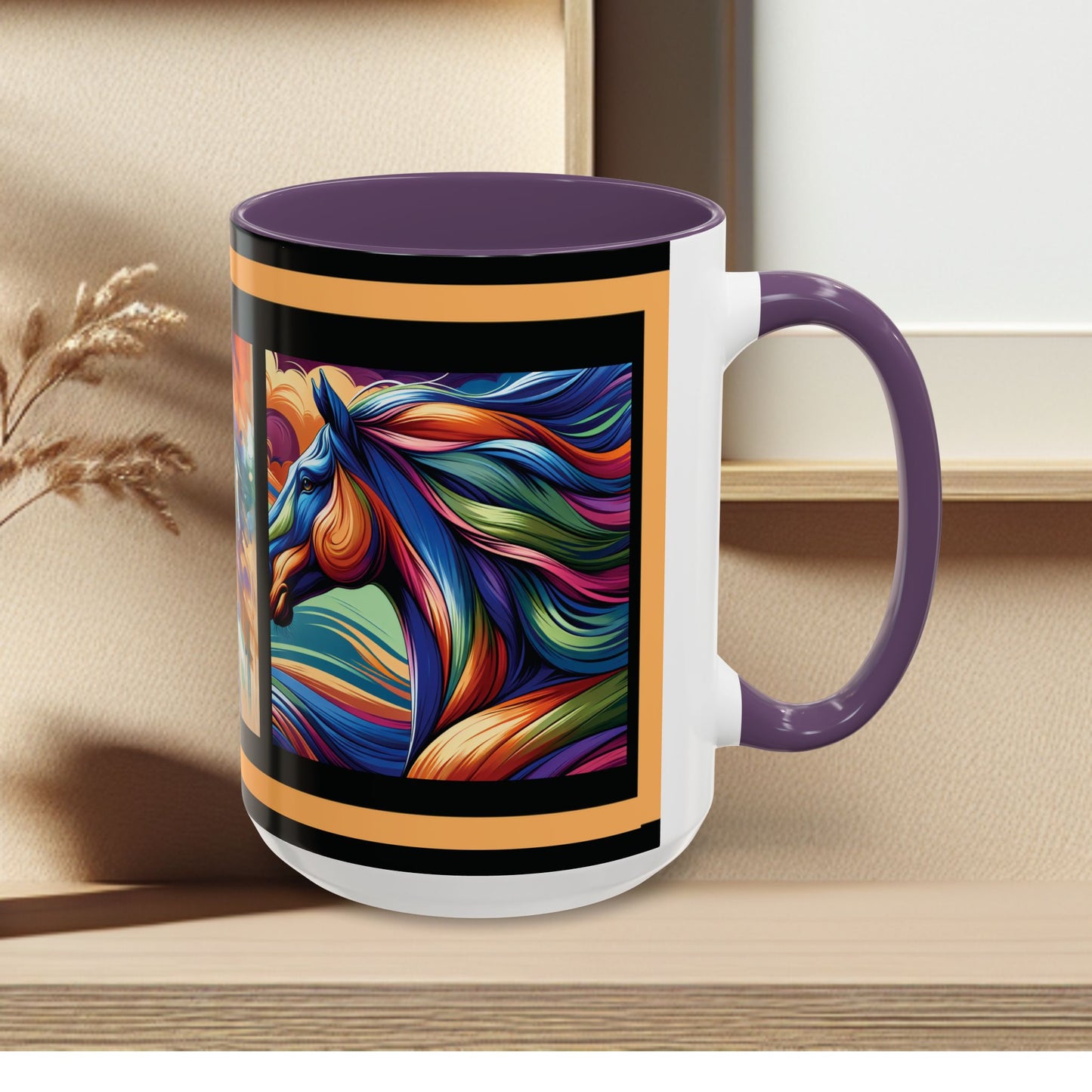 Mug Coffee Multi Color Horses 11oz 15oz