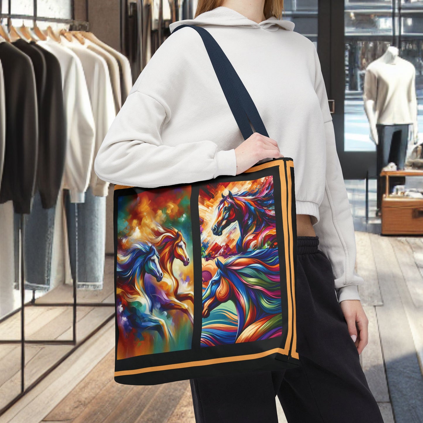 Colorful Horses Tote Bag