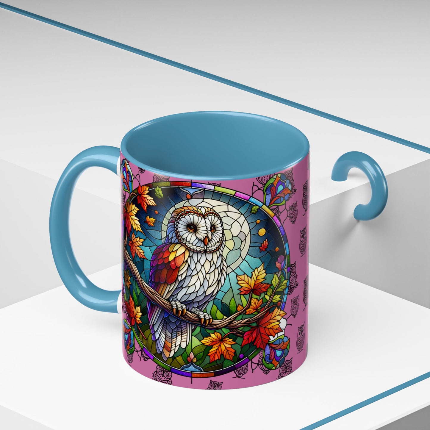 Coffee Mug -Colorful Stain Glass Owl Design