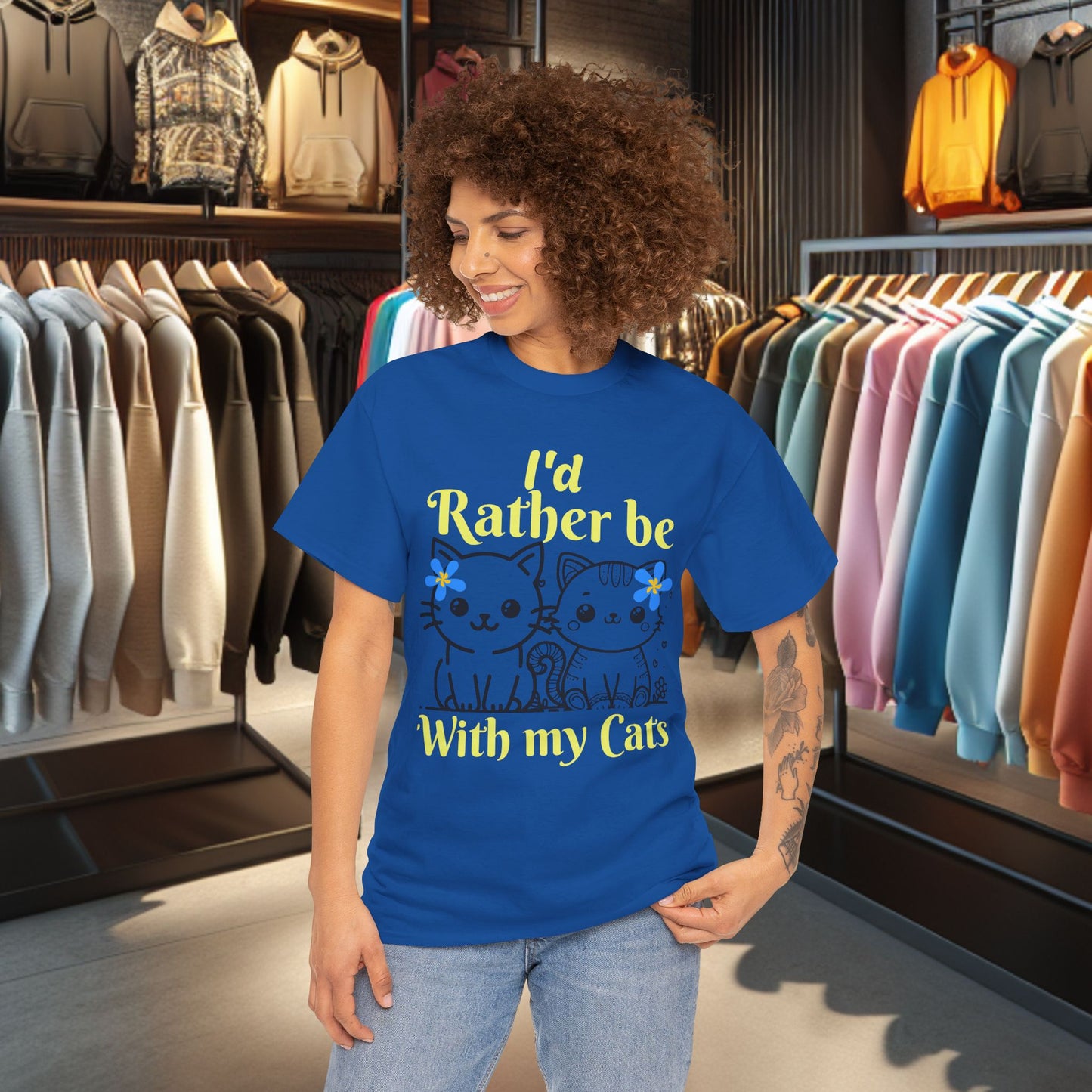 With my Cats Heavy Cotton Tee | Cat Lover Gift | Colorful Fun Shirt | Cute Animal Apparel | Perfect for Birthdays & Pet Lovers