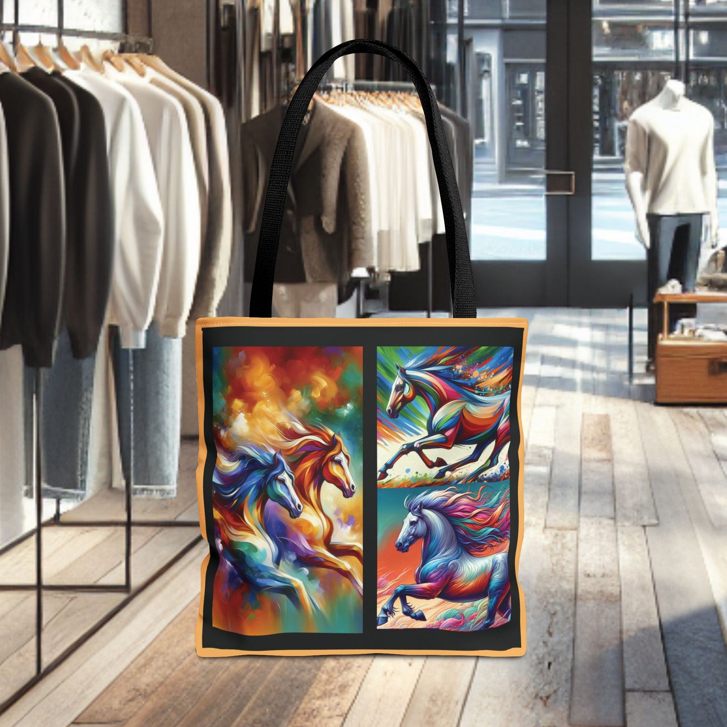 Multi-Color Cloud Horses Tote Bag