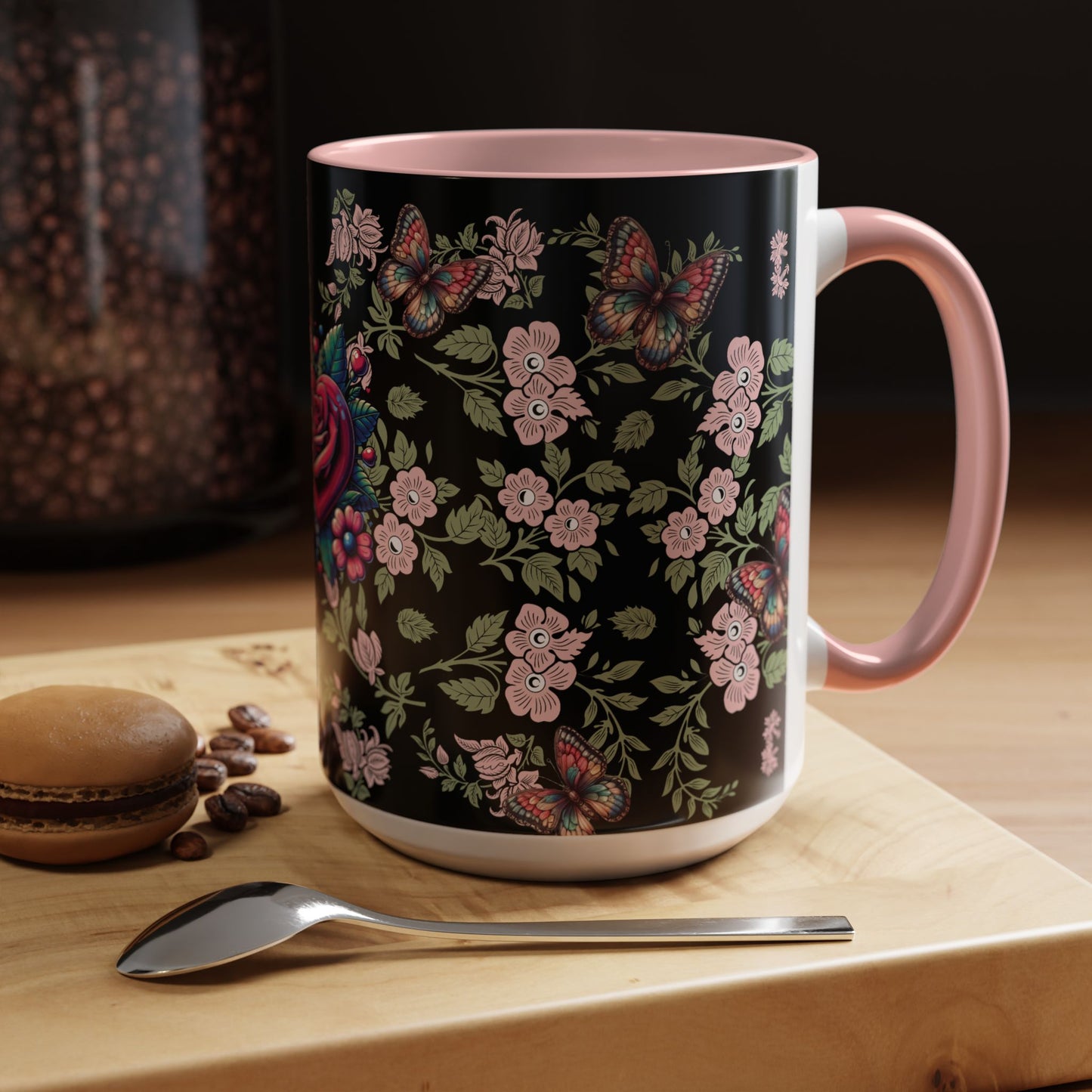 Floral Coffee Mug Black