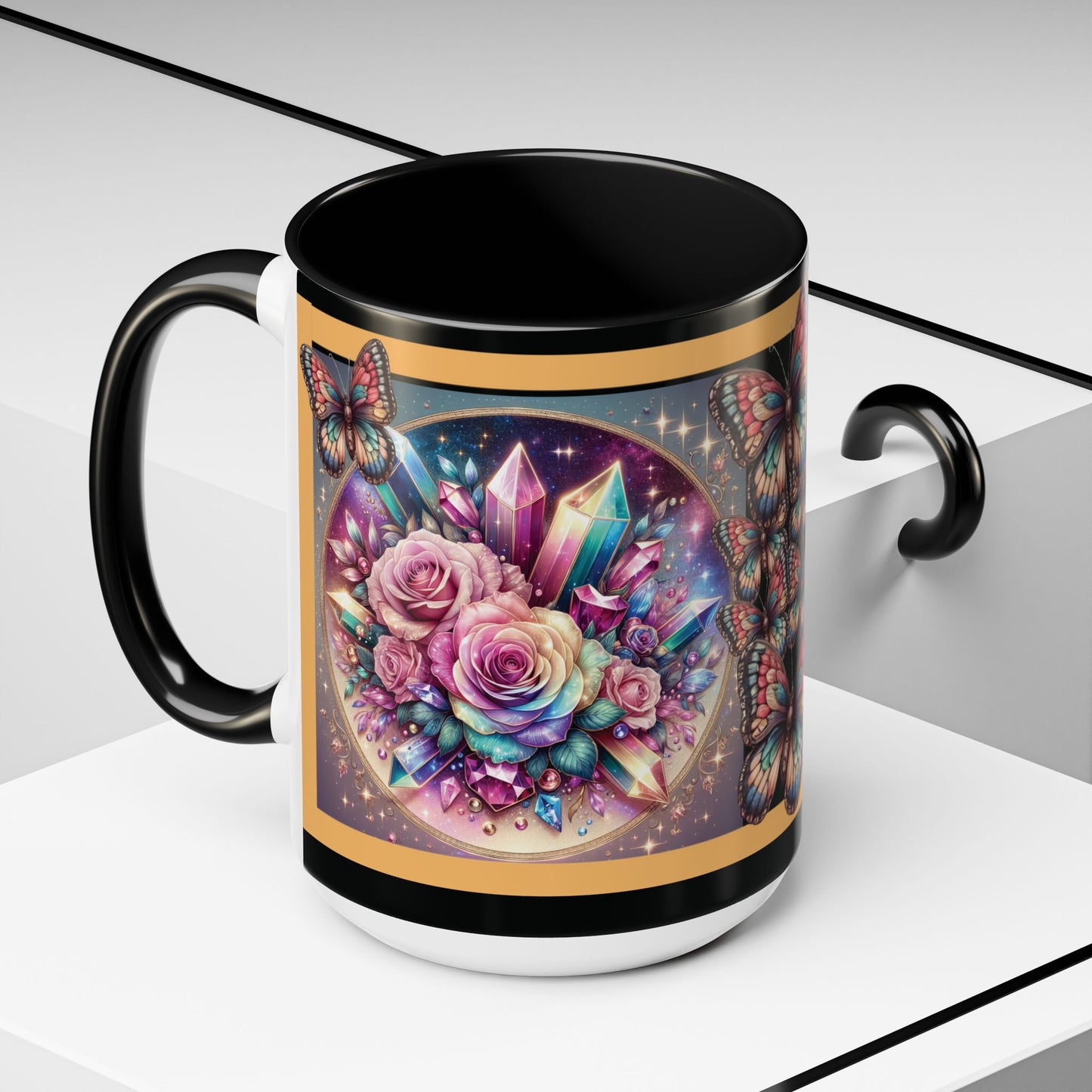Coffee Mug Butterflys and Flowers