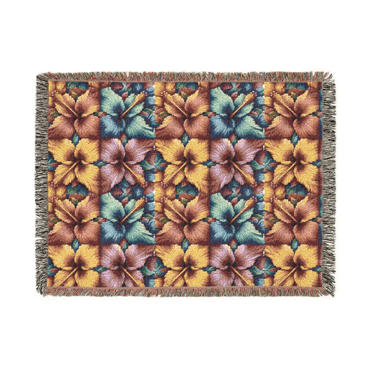 Vibrant Floral Woven Blanket