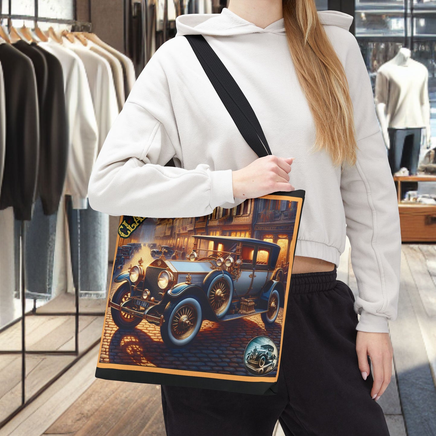 Tote Bag-Classic Car Blue Tote Bag -