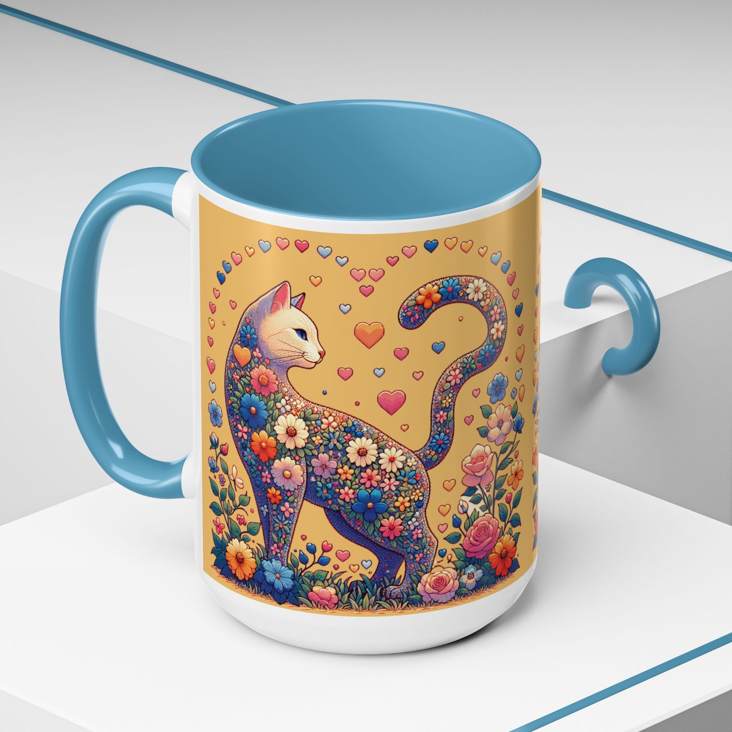 Mug- Loving Cat - Accent Coffee Mug (11oz, 15oz) (AOP)