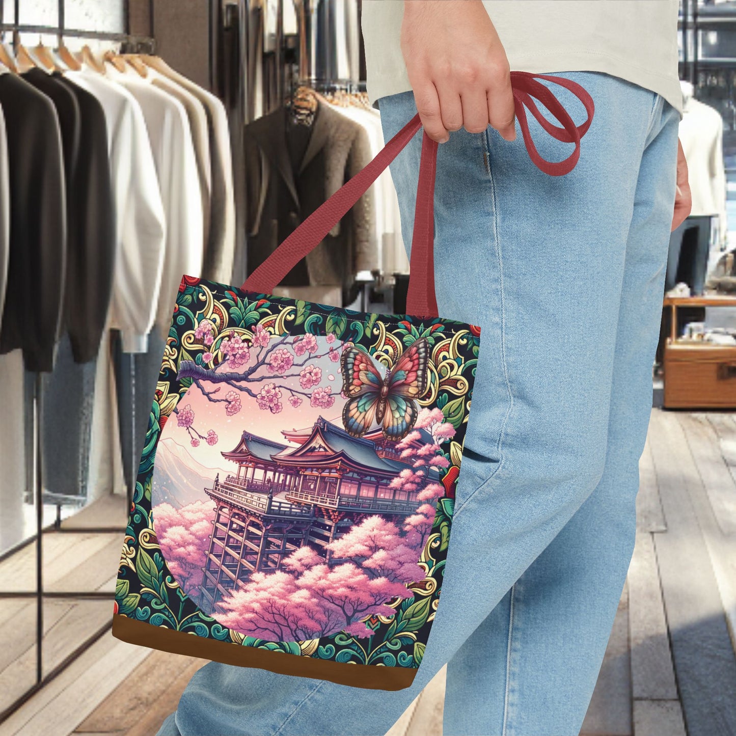 Sakura Butterfly Tote Bag