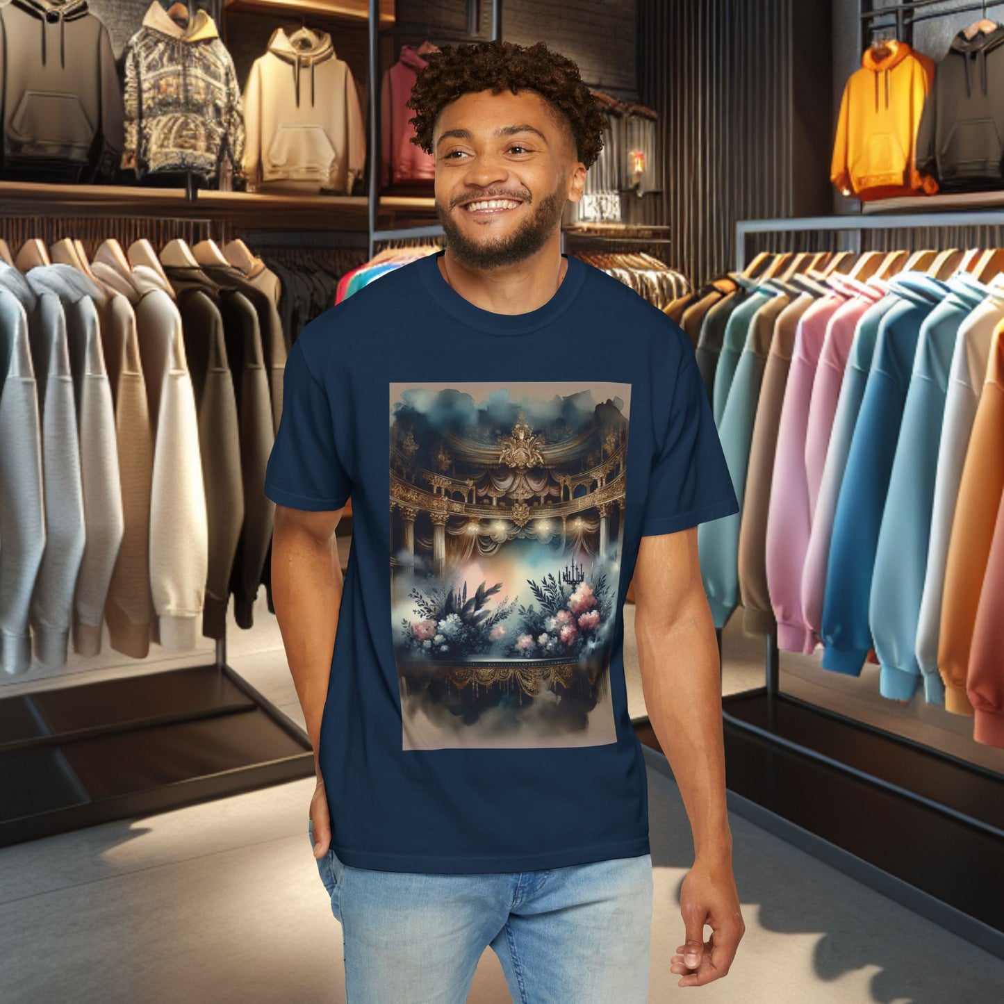 Dreamy Garden Unisex Garment-Dyed T-shirt - Artistic Floral Print - Perfect for Everyday Wear and Gifting