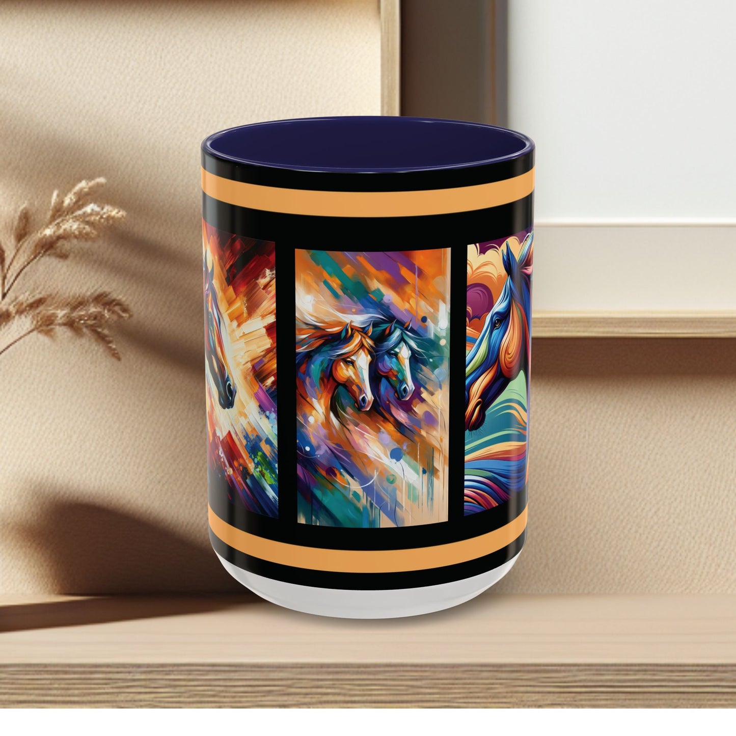 Mug Coffee Multi Color Horses 11oz 15oz