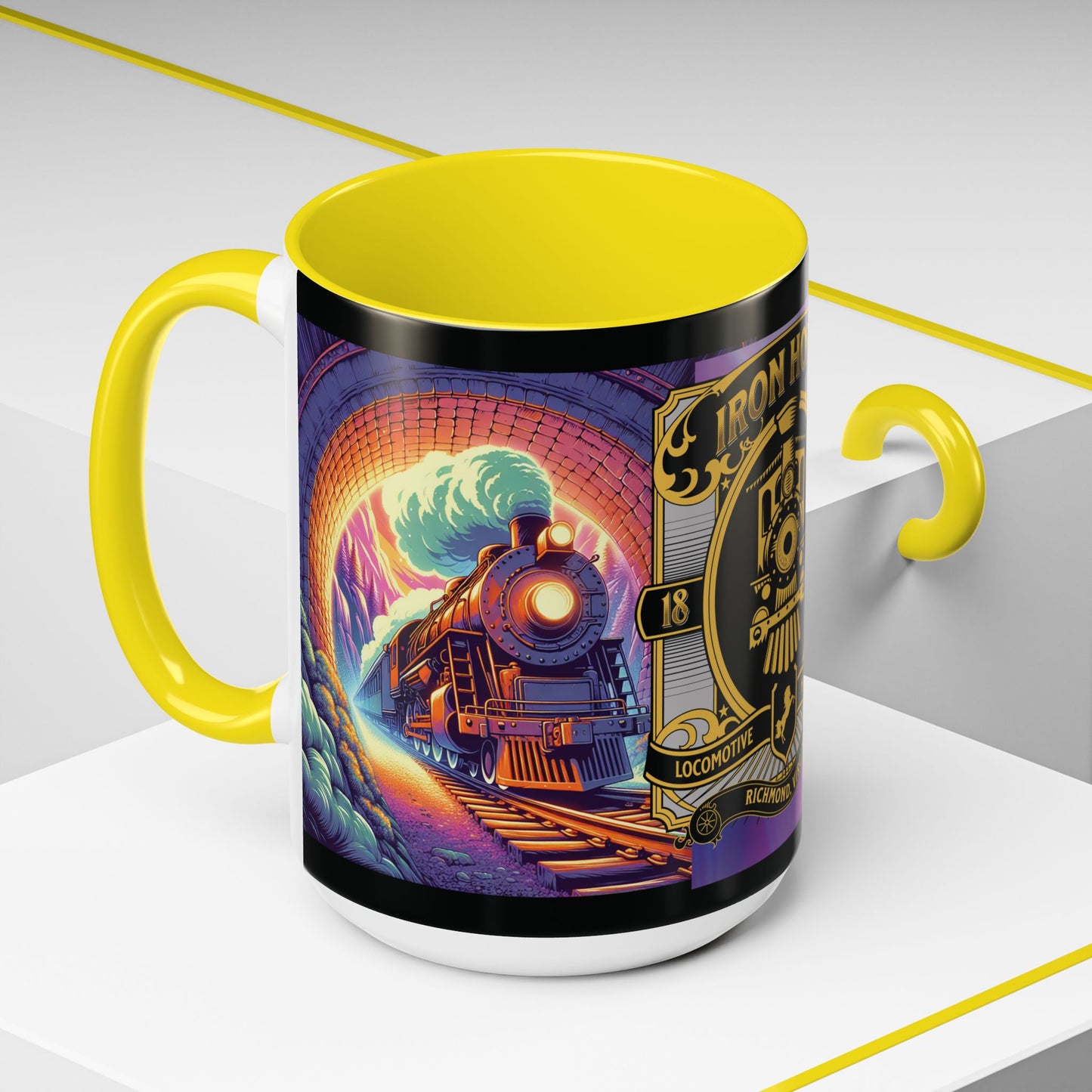Mug- Steam engine Iron Horse- Accent Coffee Mug (15oz)