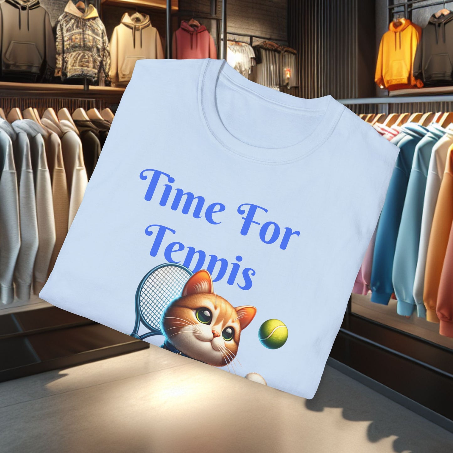 Cat Playing Tennis Unisex T-Shirt - Time For Tennis