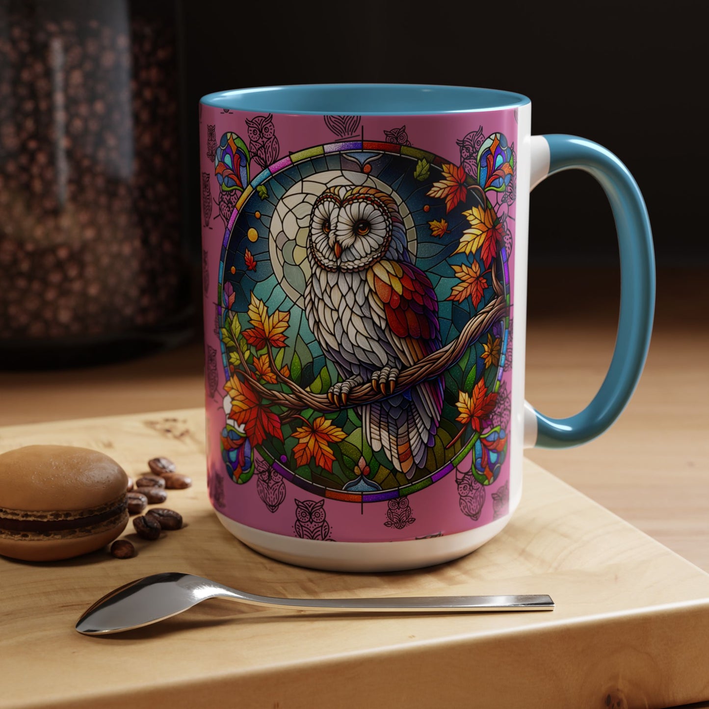 Coffee Mug -Colorful Stain Glass Owl Design