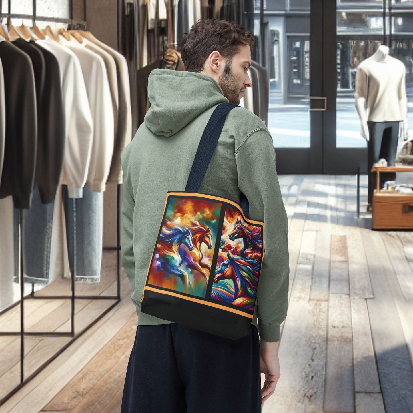 Colorful Horses Tote Bag