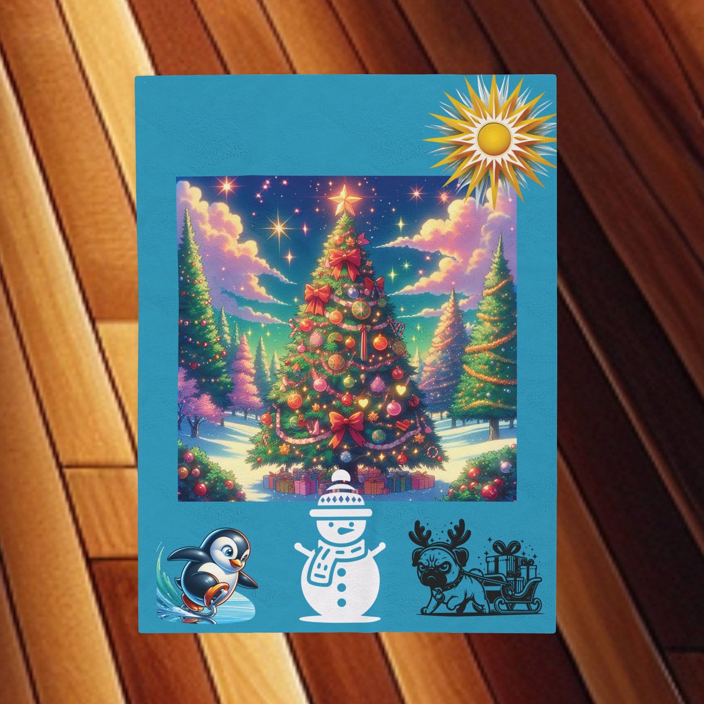 Christmas in the Forest Velveteen Plush Blanket