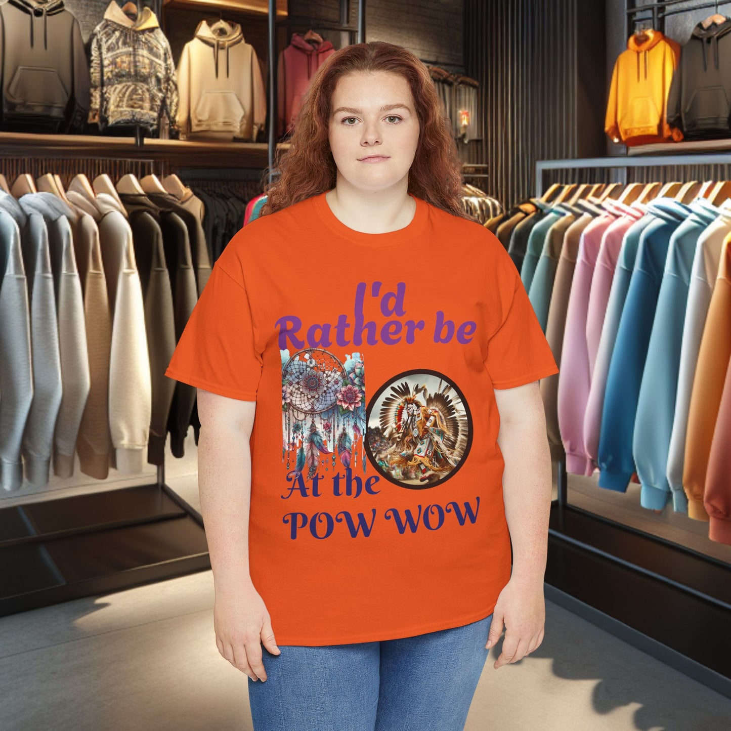 I'd Rather be at the POW-WOW- Heavy Cotton Tee