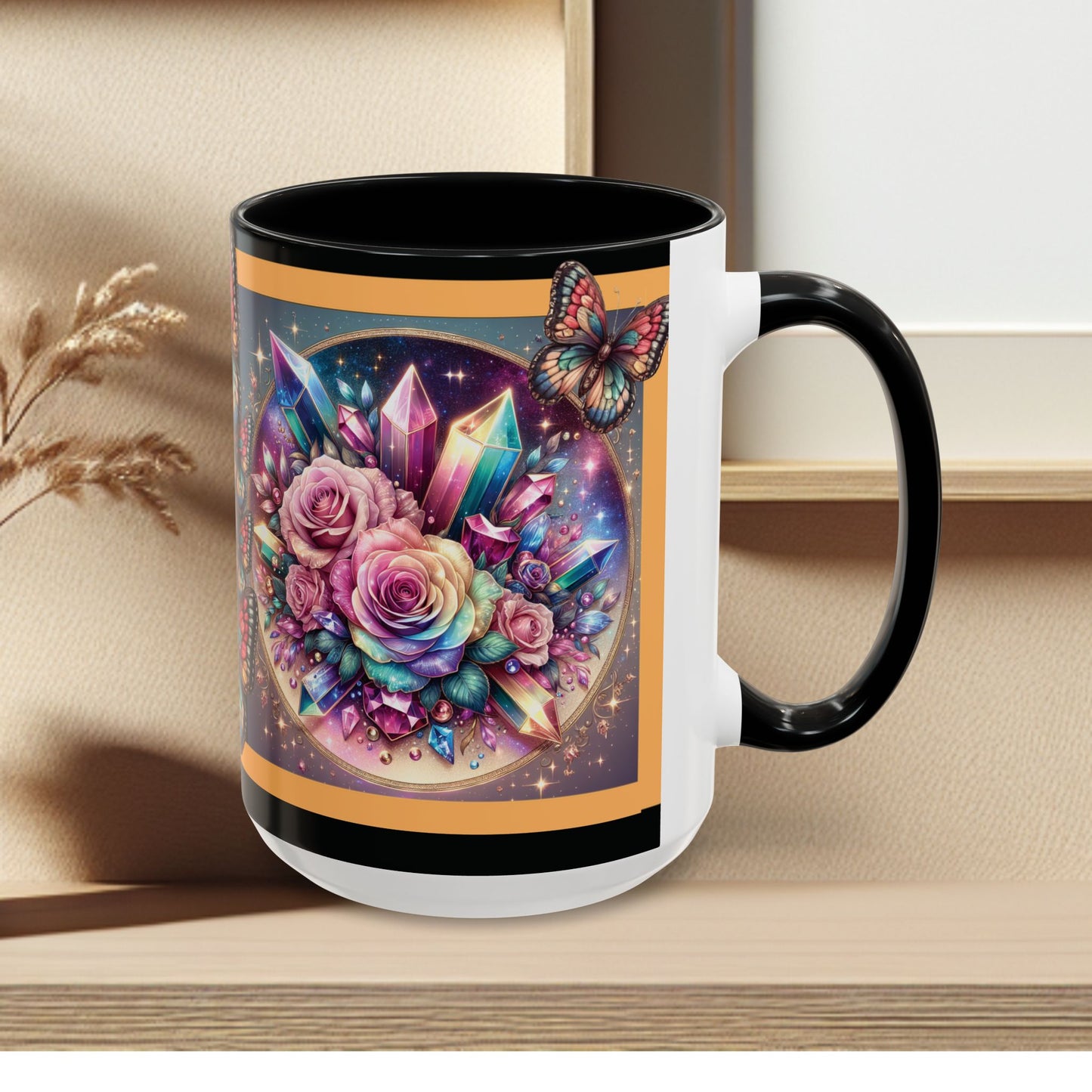 Coffee Mug Butterflys and Flowers