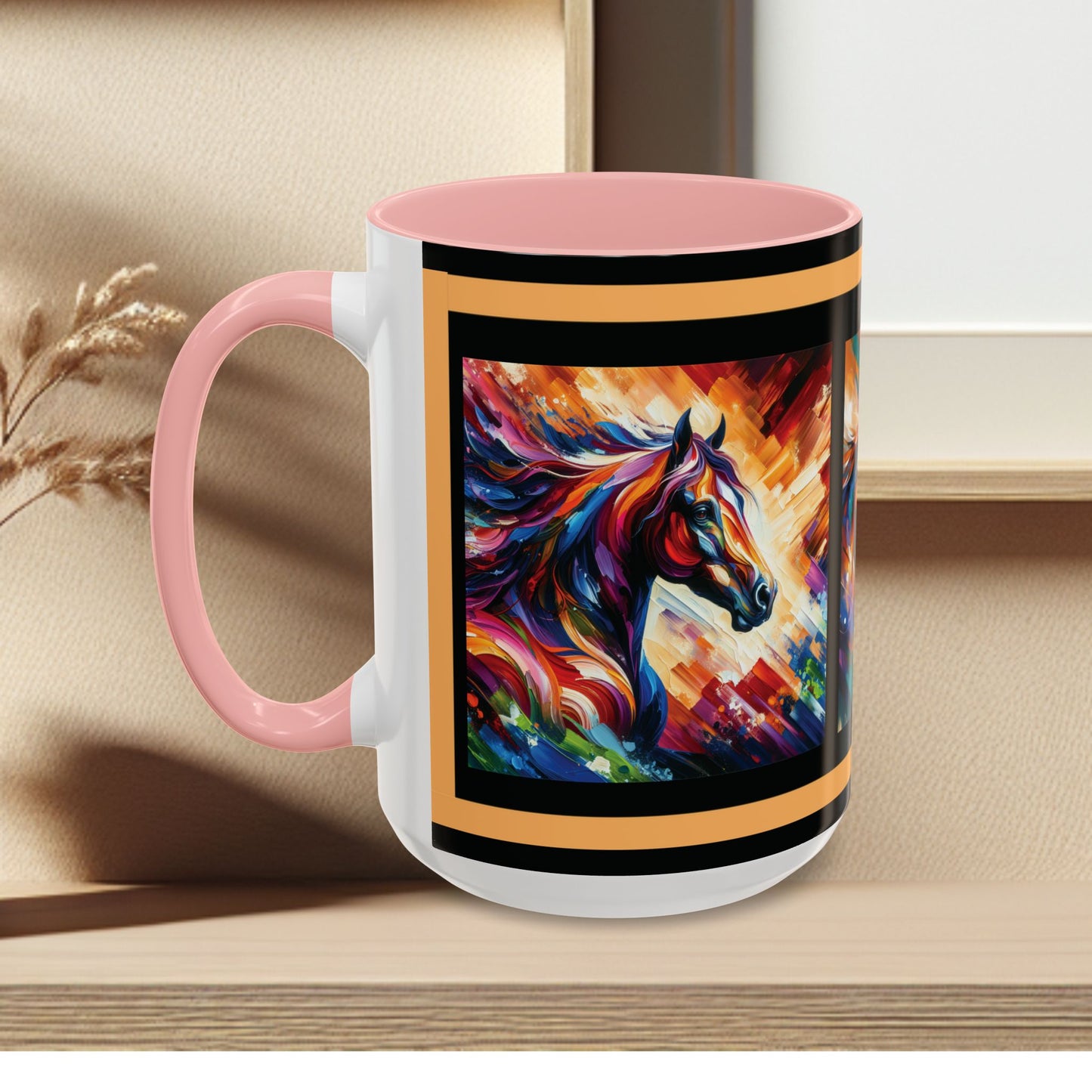 Mug Coffee Multi Color Horses 11oz 15oz
