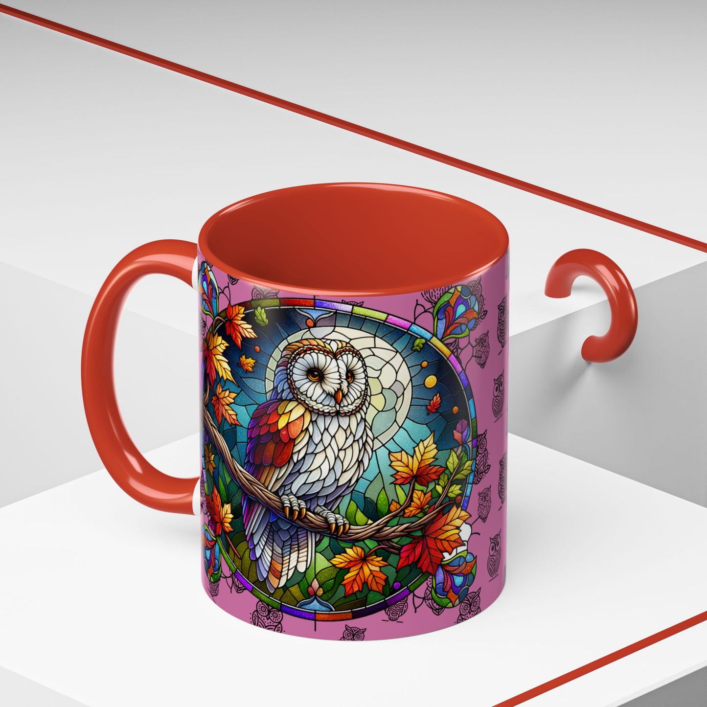 Coffee Mug -Colorful Stain Glass Owl Design