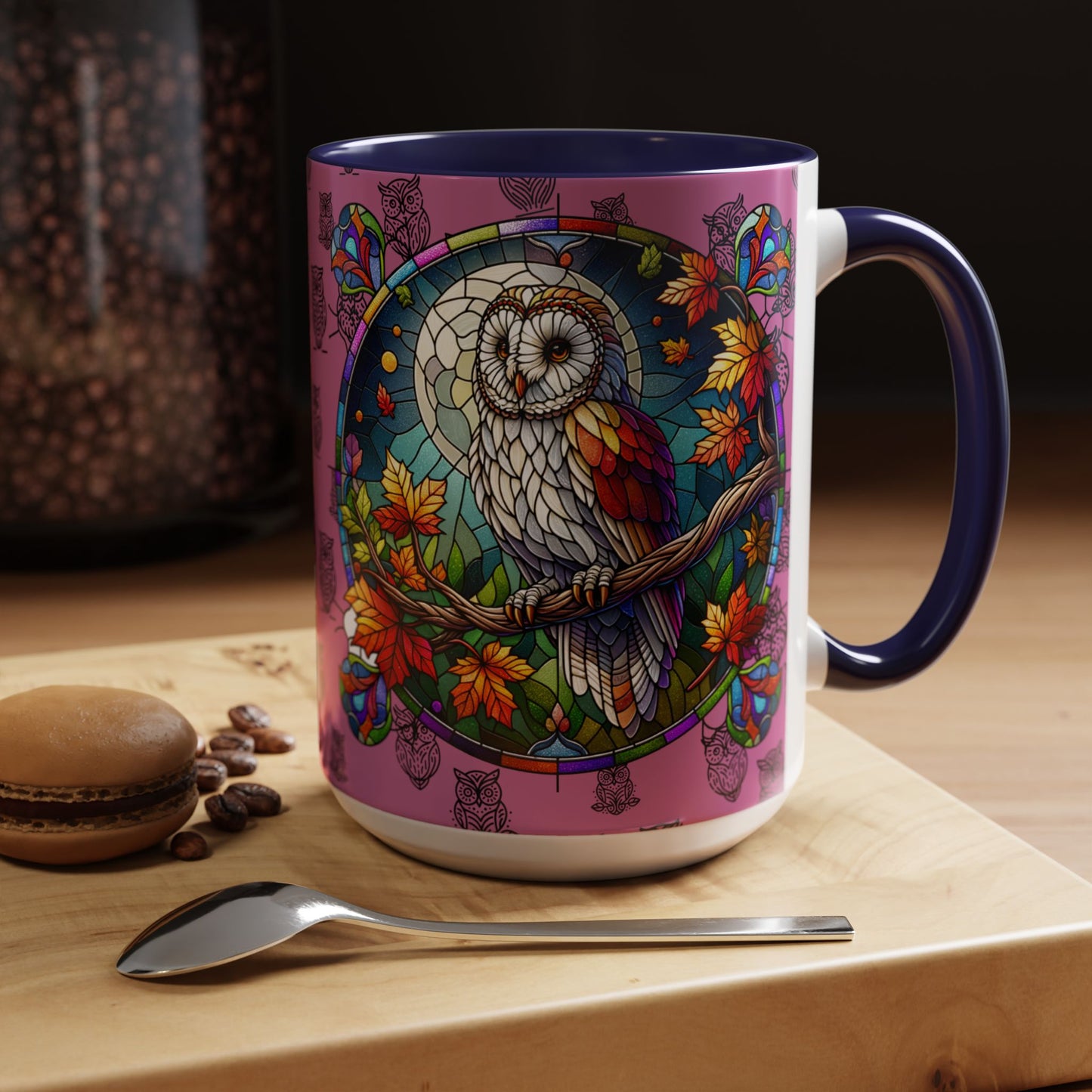 Coffee Mug -Colorful Stain Glass Owl Design