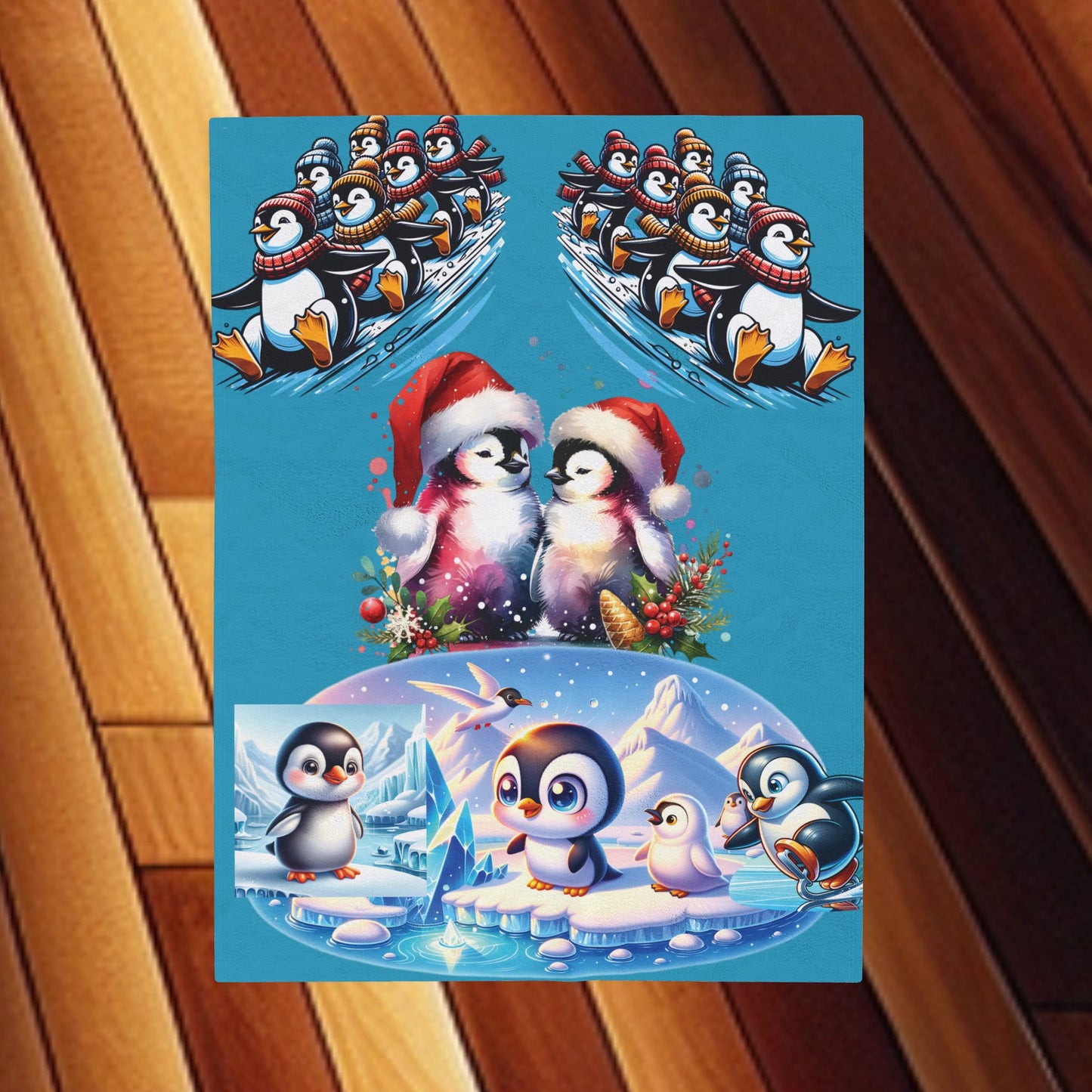 Penguins at Play - Velveteen Plush Blanket