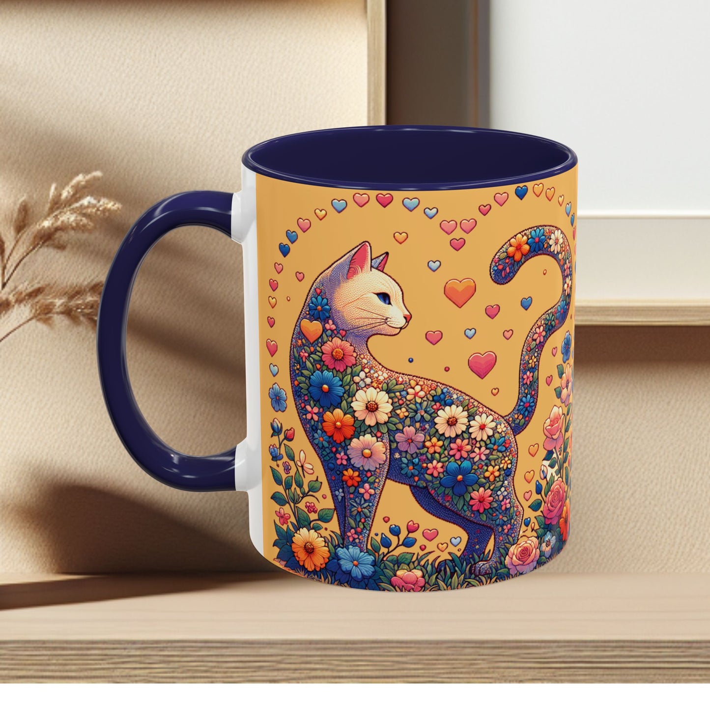 Mug- Loving Cat - Accent Coffee Mug (11oz, 15oz) (AOP)