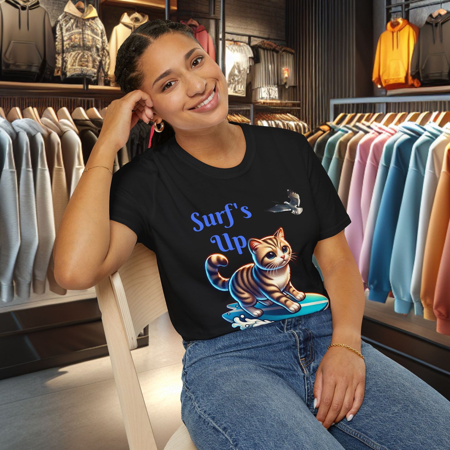 Kitty Surfing Unisex T-Shirt - Surf's Up