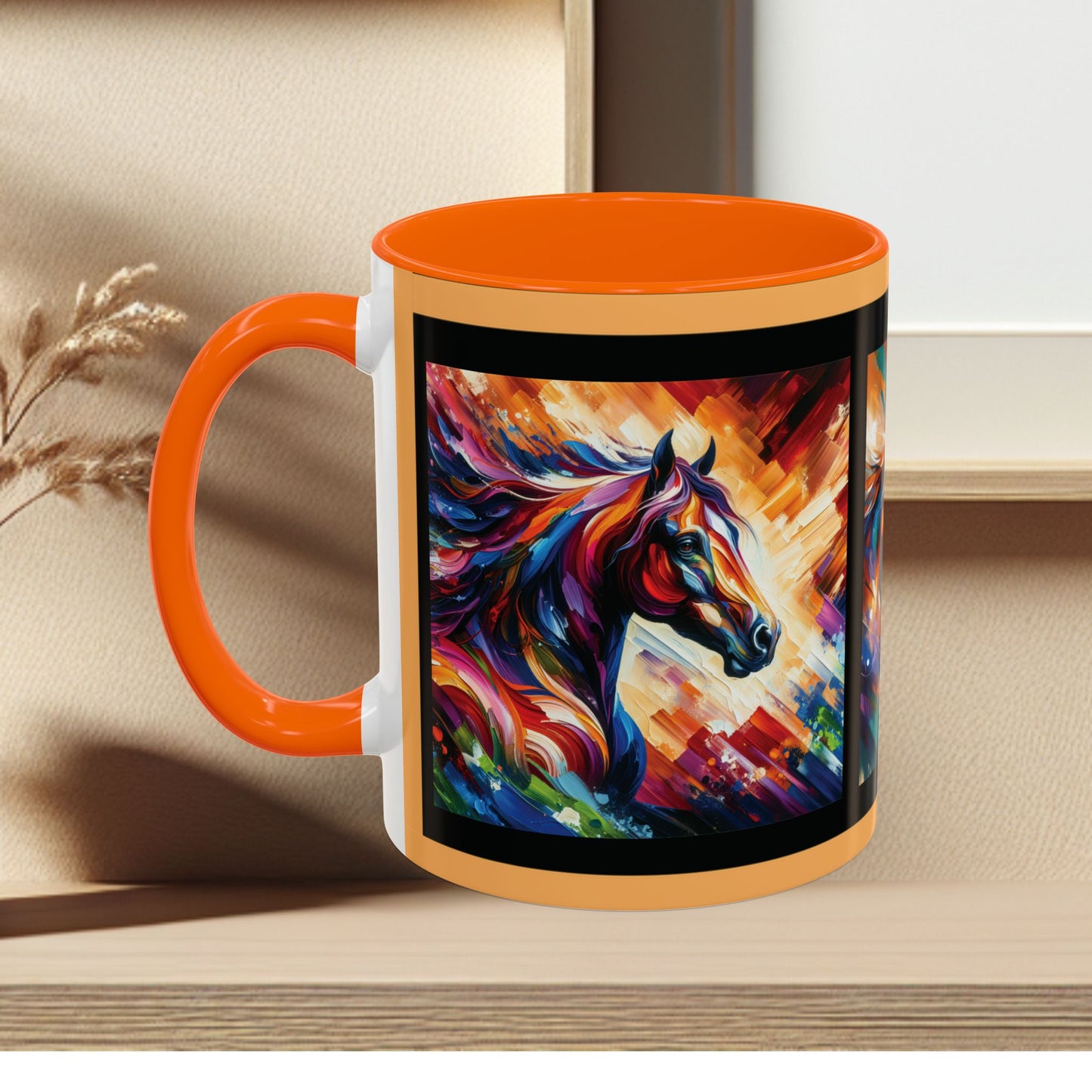 Mug Coffee Multi Color Horses 11oz 15oz