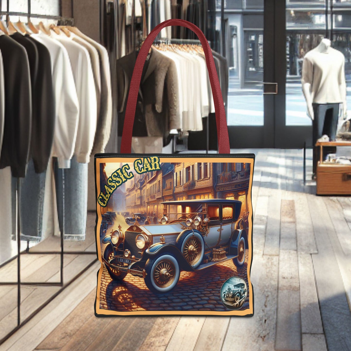 Tote Bag-Classic Car Blue Tote Bag -