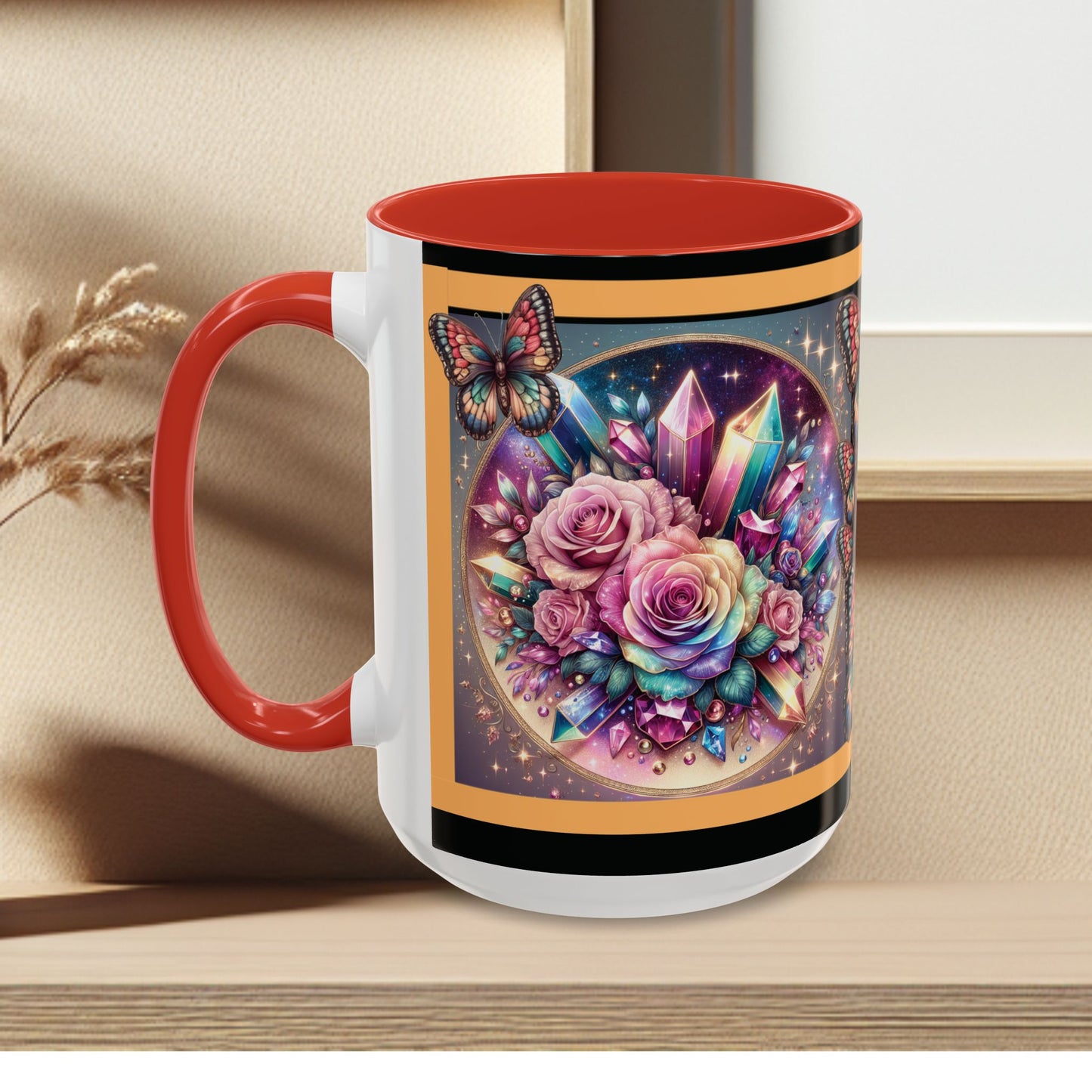 Coffee Mug Butterflys and Flowers
