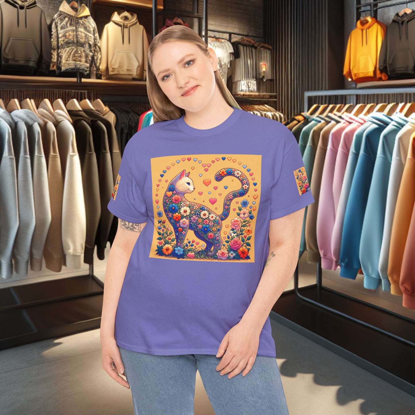 Loving Cat Flower Mozaic T-Shirt