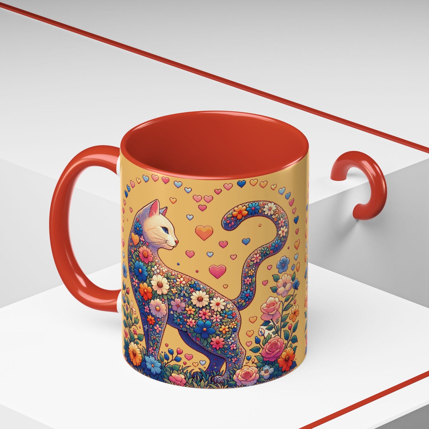 Mug- Loving Cat - Accent Coffee Mug (11oz, 15oz) (AOP)