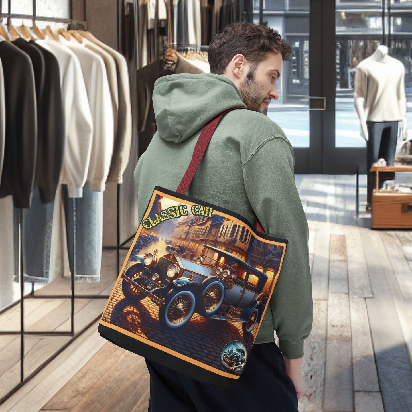 Tote Bag-Classic Car Blue Tote Bag -