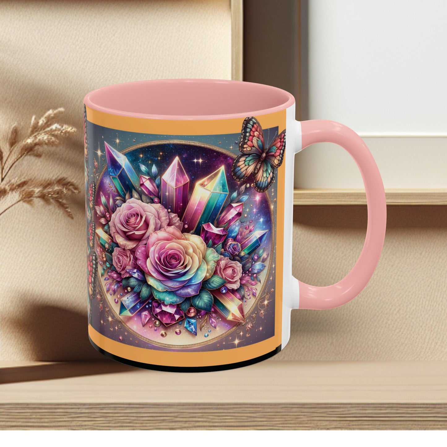 Coffee Mug Butterflys and Flowers