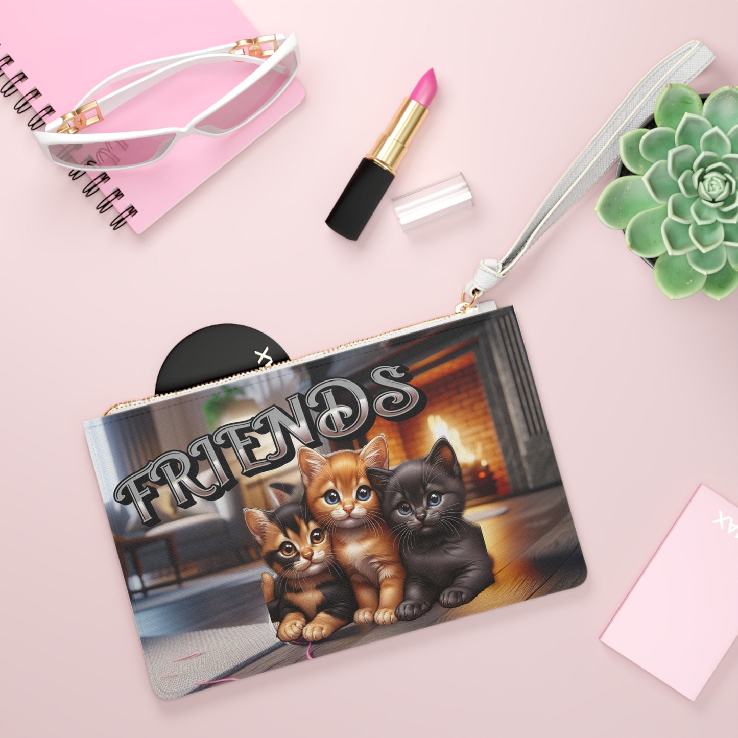 Cat Lovers Friends Clutch Bag - Cute Kittens Design