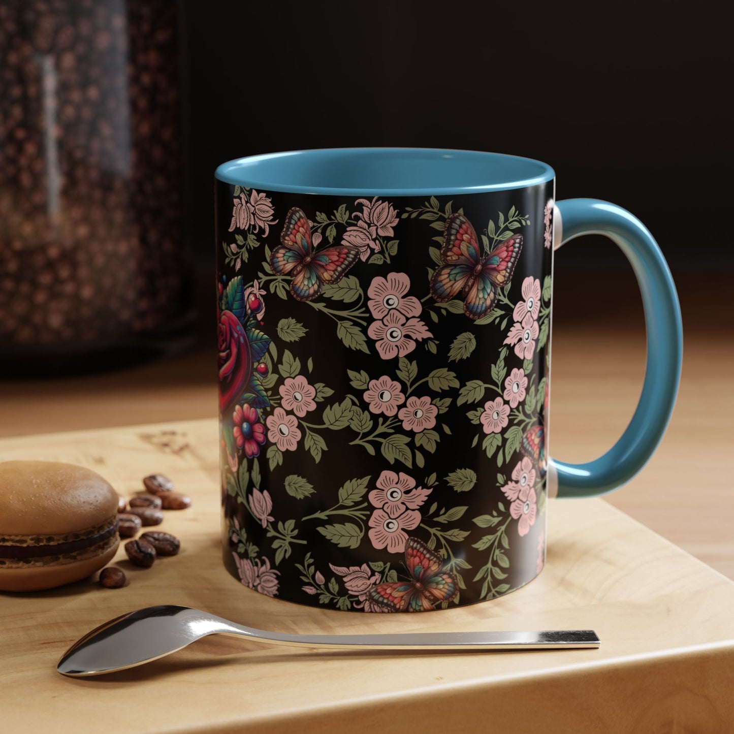 Floral Coffee Mug Black