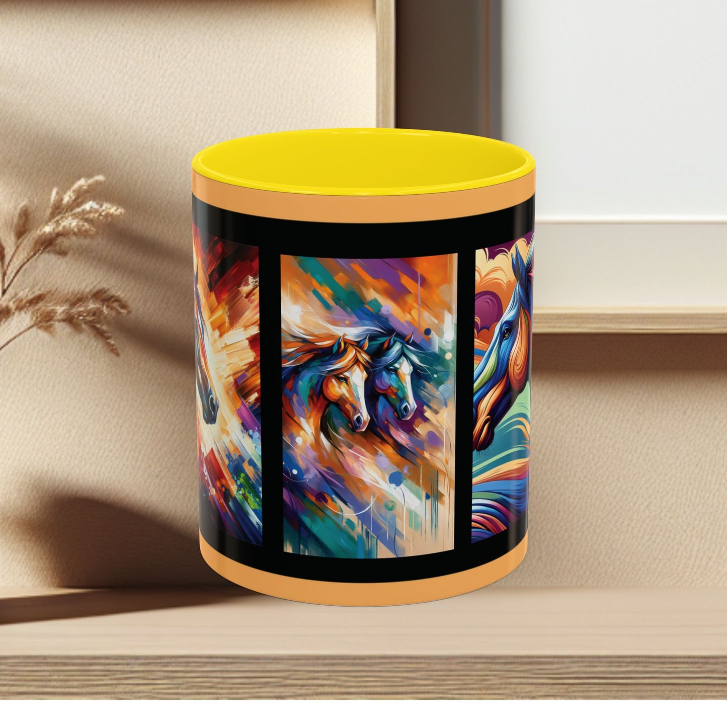 Mug Coffee Multi Color Horses 11oz 15oz