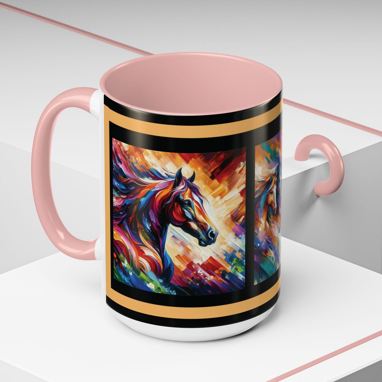 Mug Coffee Multi Color Horses 11oz 15oz