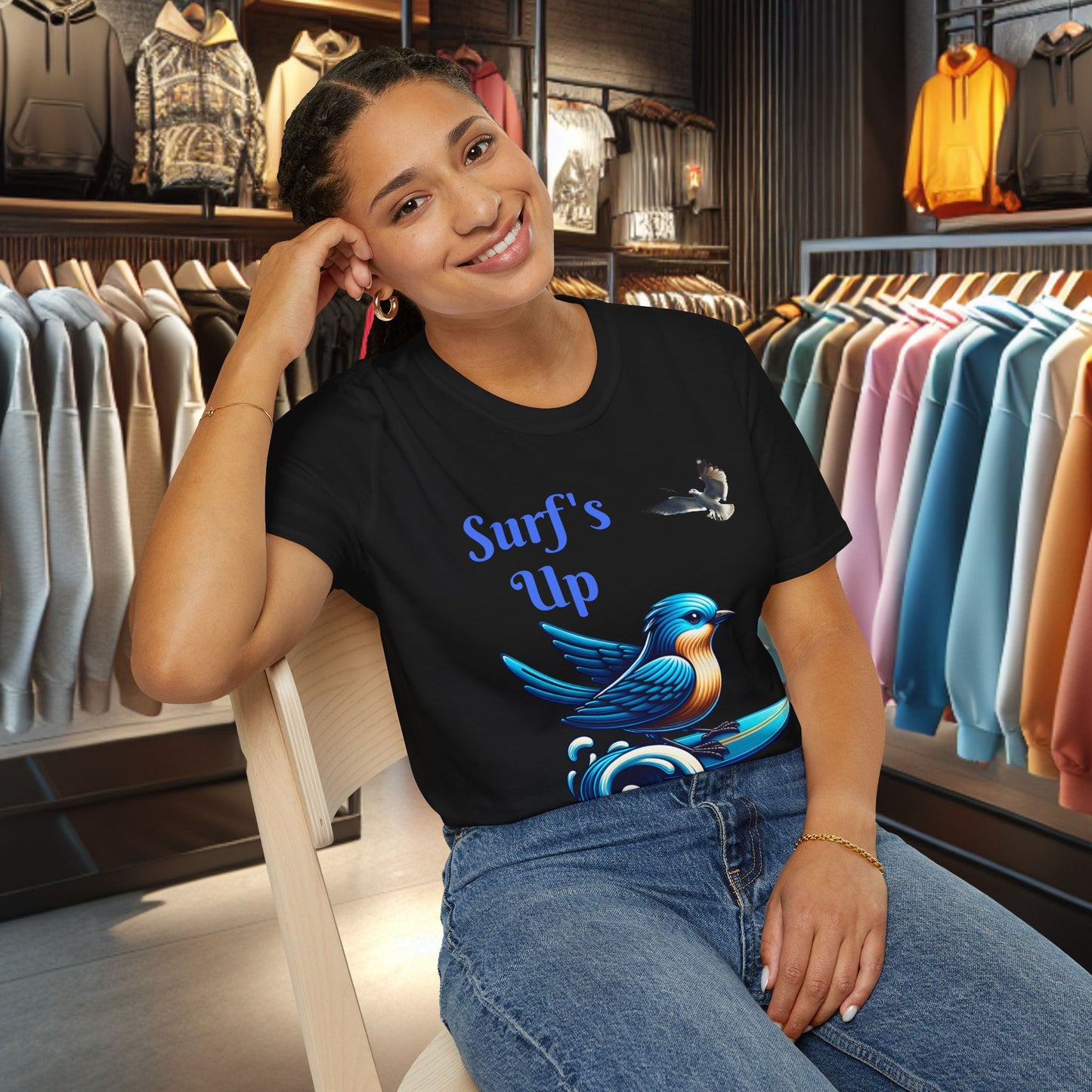 Blue Bird Surfing Unisex T-Shirt - Surf's Up