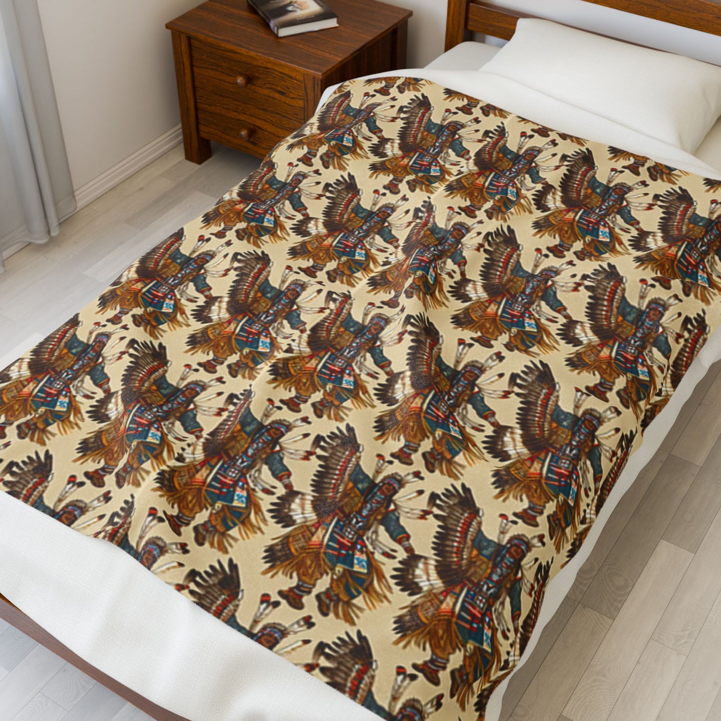 American Native Pow-Wow Dancers Velveteen Plush Blanket