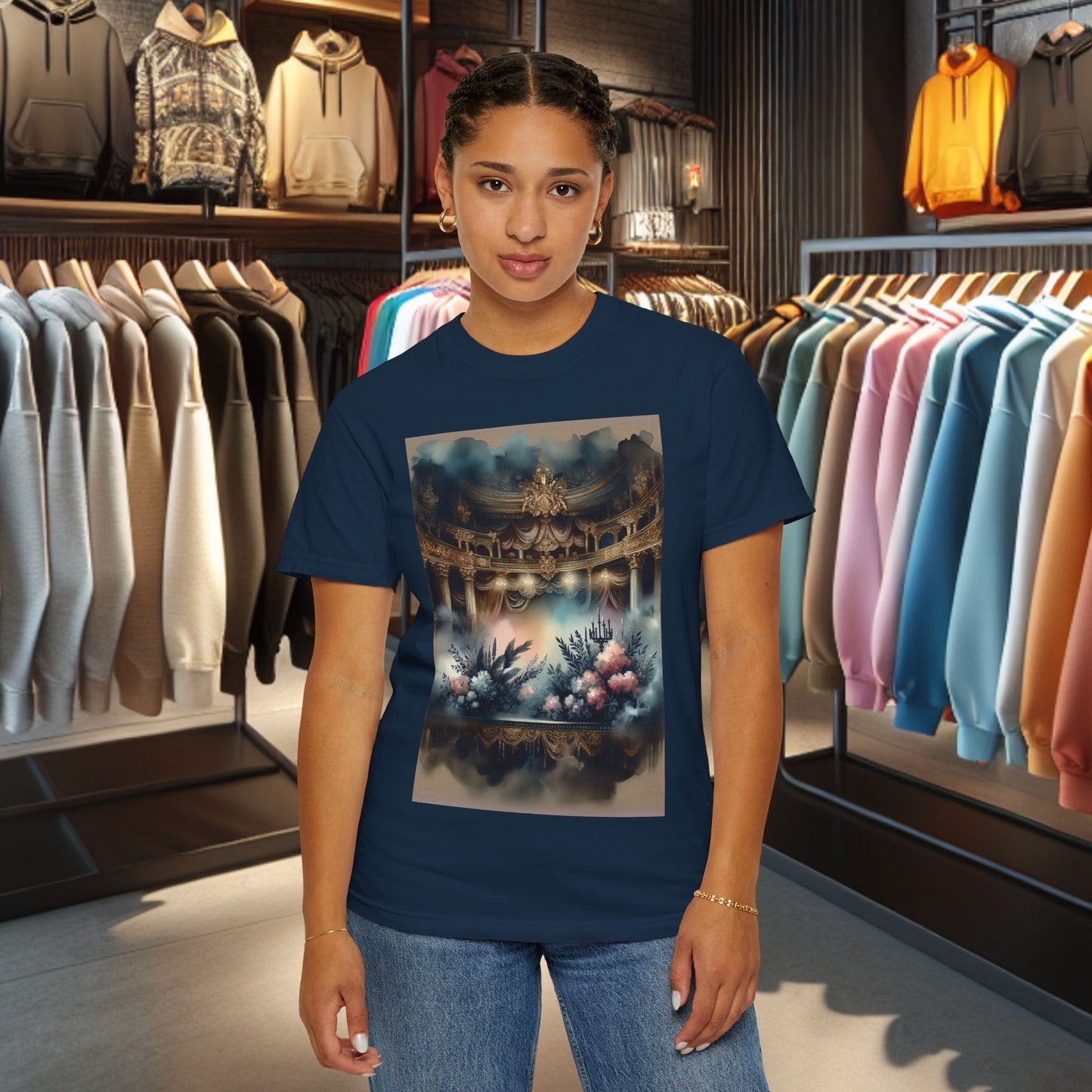 Dreamy Garden Unisex Garment-Dyed T-shirt - Artistic Floral Print - Perfect for Everyday Wear and Gifting