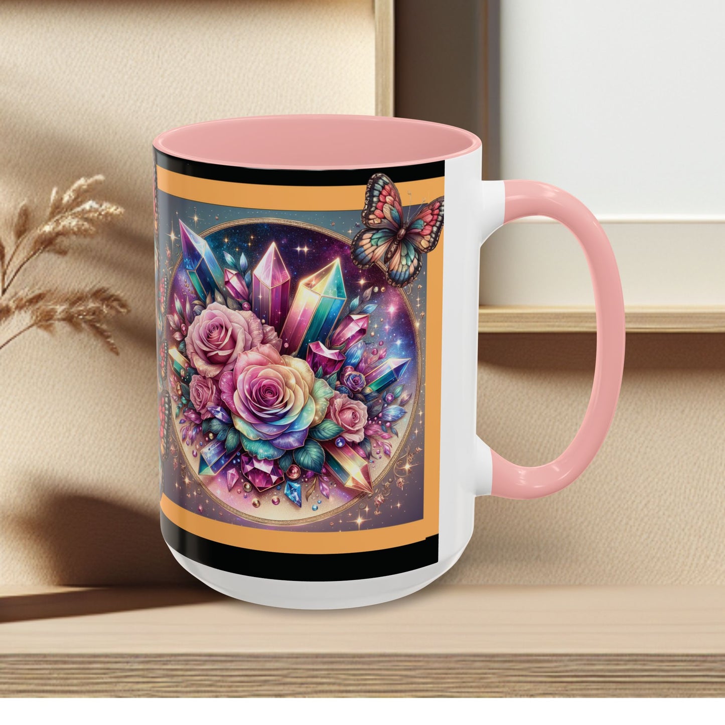 Coffee Mug Butterflys and Flowers