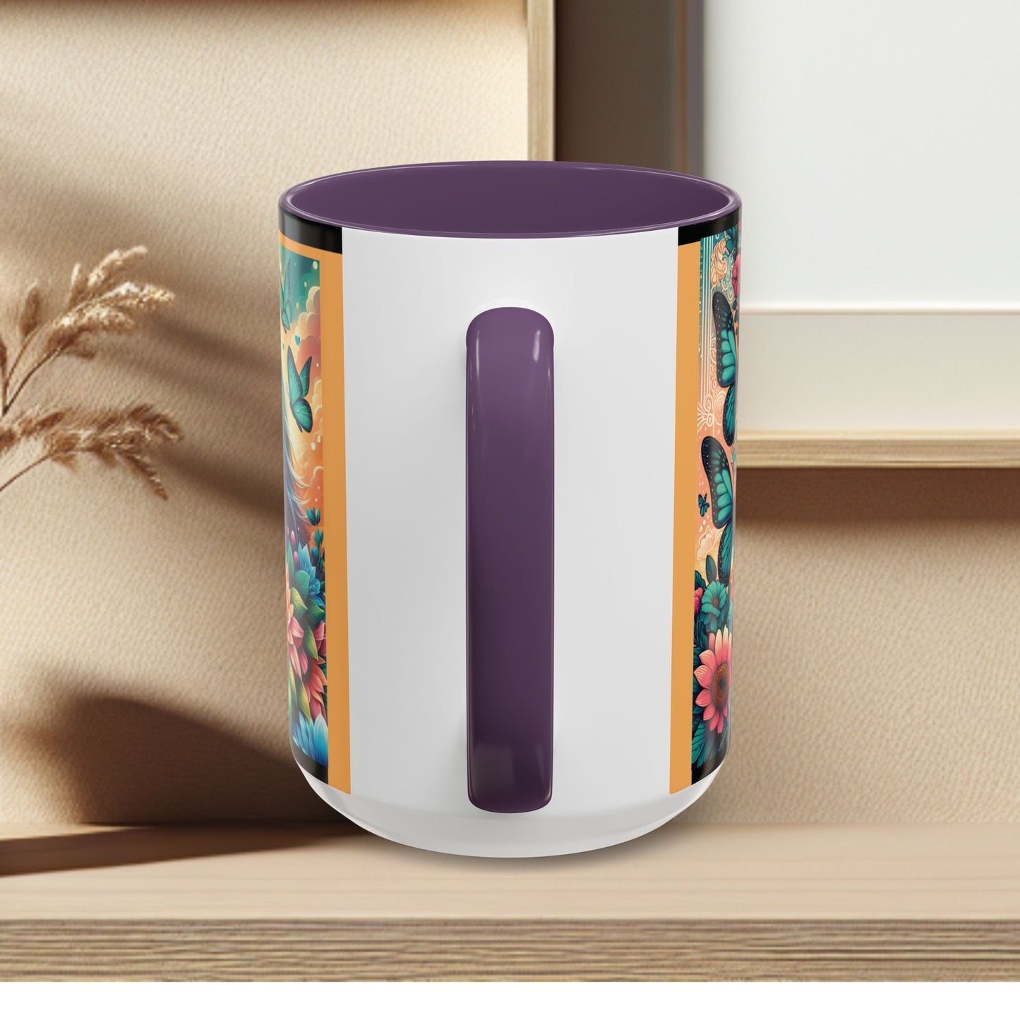 Coffee Mug Horses, Flowers, and Butterflies Mug